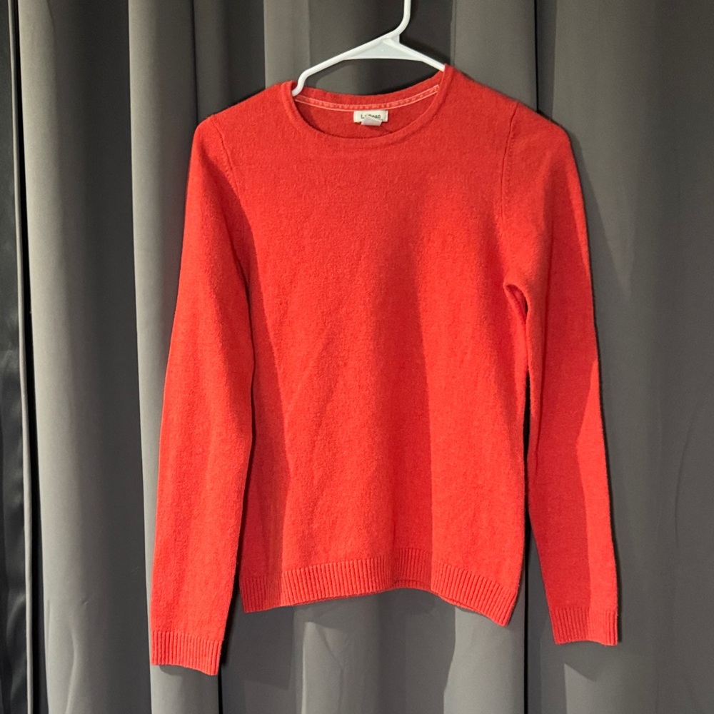 Vintage LL Bean Women's 100% Cashmere Crewneck Sweater coral - Lightweight Knit